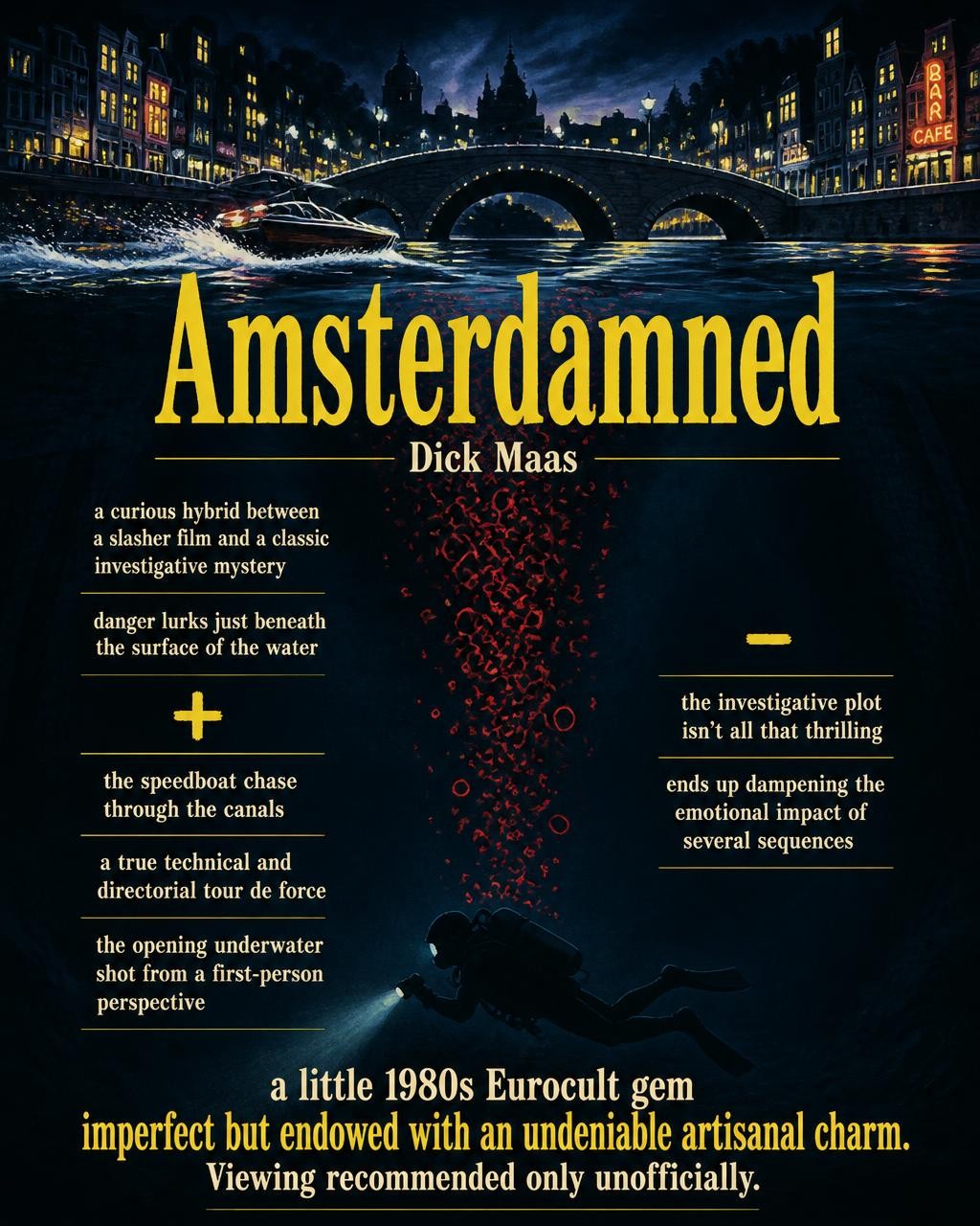 A concise, visual summary of a movie. In a nutshell, my review is a visual summary of the film Amsterdamned
