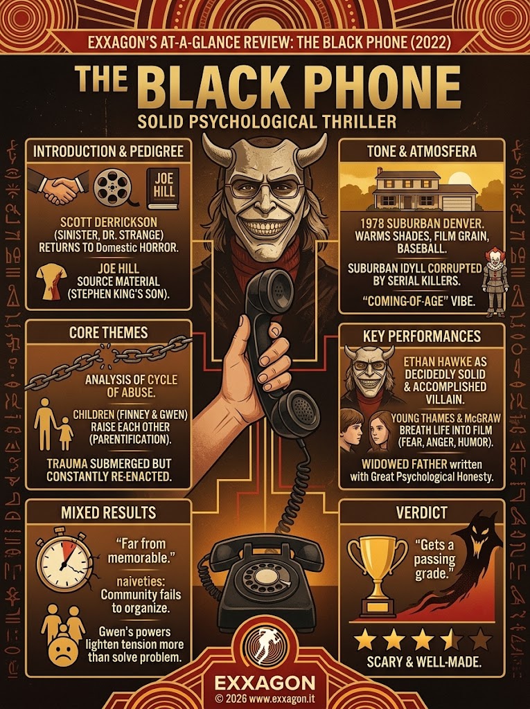 A concise, visual summary of a movie. In a nutshell, my review is a visual summary of the film The Black Phone