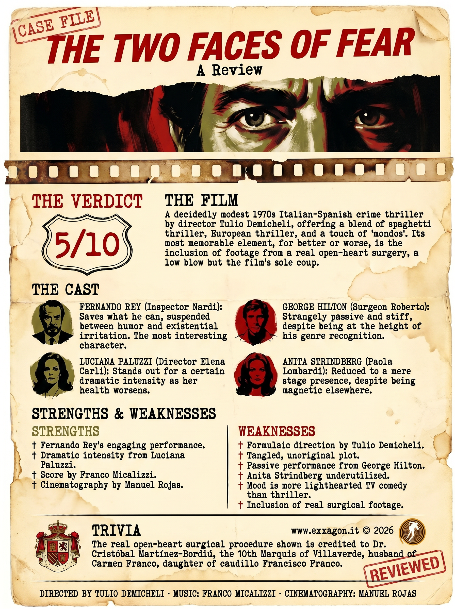 A concise, visual summary of a movie. In a nutshell, my review is a visual summary of the film Coartada en disco rojo