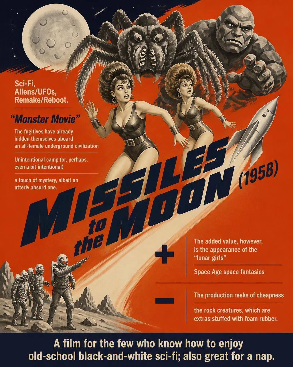 A concise, visual summary of a movie. In a nutshell, my review is a visual summary of the film Missili sulla luna