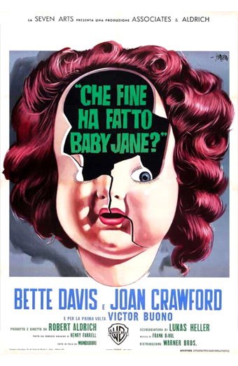 film com Bette Davis e Gloria Swanson, che fine ha fatto Baby Jane, geriatric horror, locandina con la testa di una bambola rotta