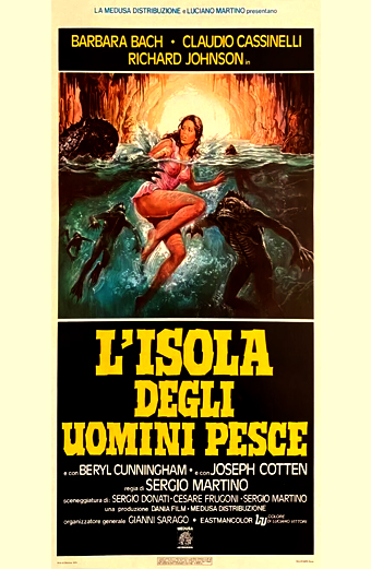 l'Isola degli uomini pesce, Sergio Martino, Claudio Cassinelli, Richard Johnson, Barbara Bach, Joseph Cotten