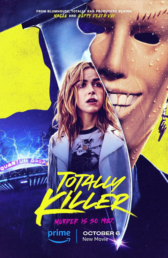 Locandina del film Totally Killer con una ragazza e un figuro con una maschera inquietante