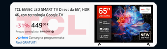 spazio pubblicità amazon tv tcl 65